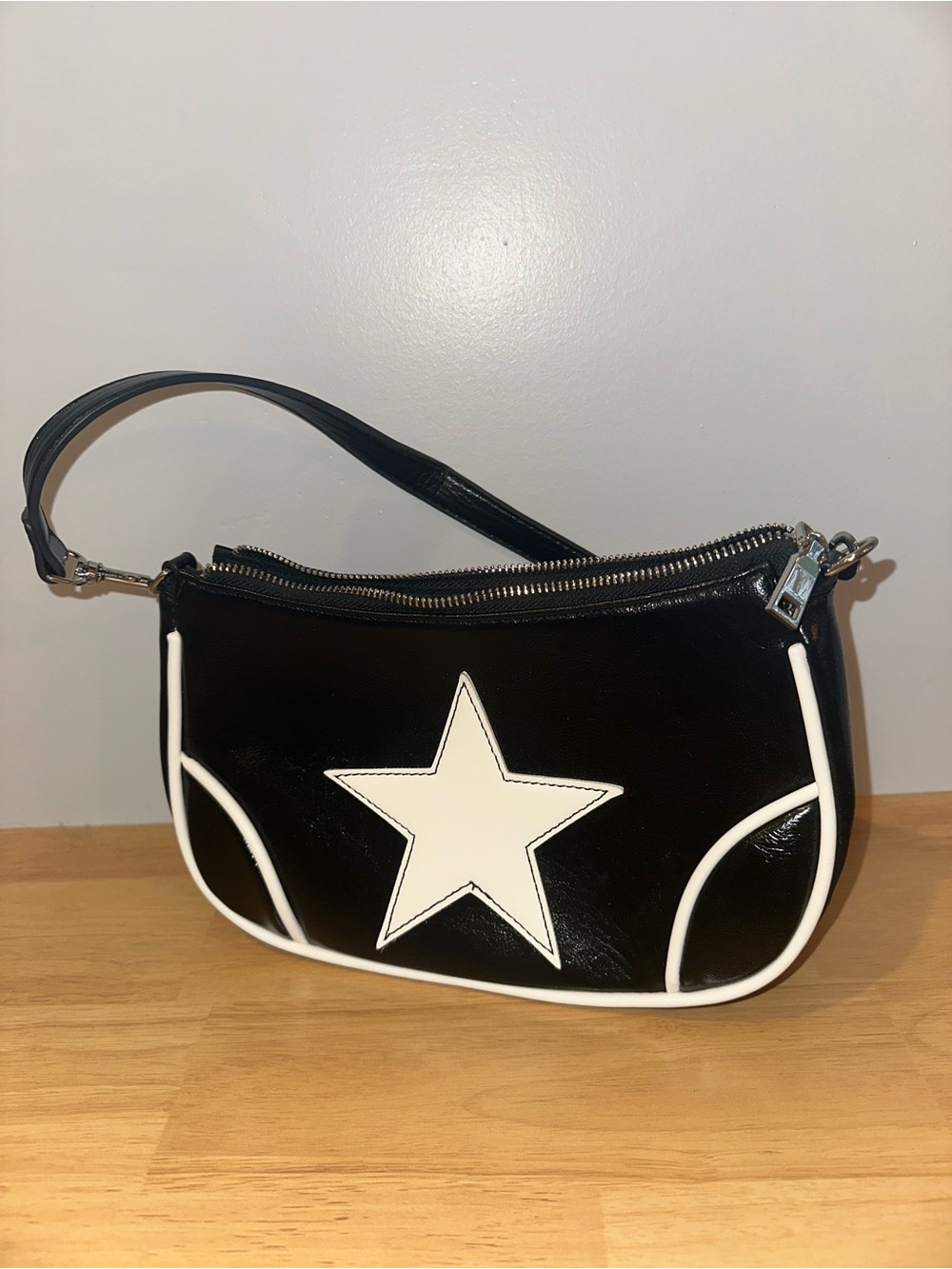 Urban Outfitters Black Shoulder Bag with White Star Accent